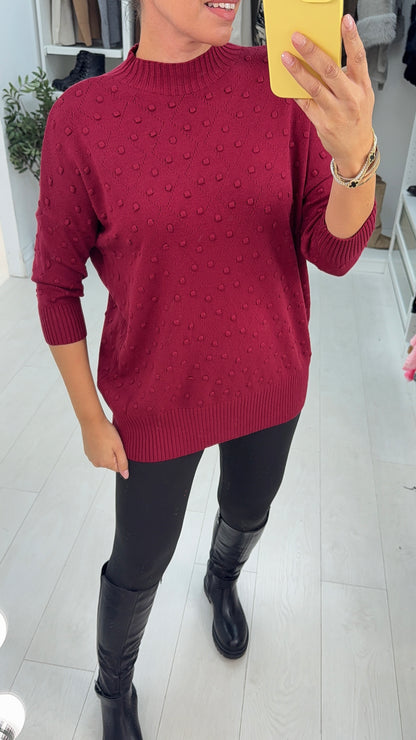 Latia Bobble Detail High Neck Knitted Jumper