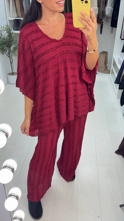 Andrea Plain Textured Loose Fit Co-Ord Set