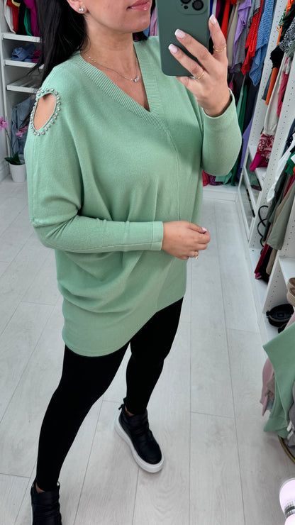 Lydia Diamond Heart Cold Shoulder Jumper