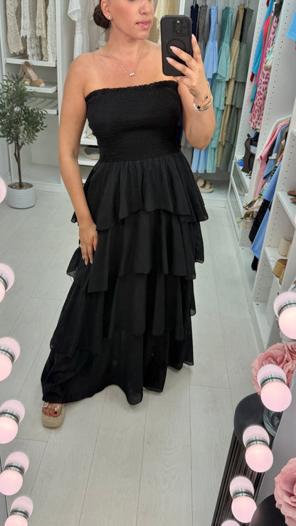 Dovina Strappy Maxi Ruffle Dress