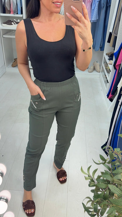 Nela Plain Button Detail Magic Trousers