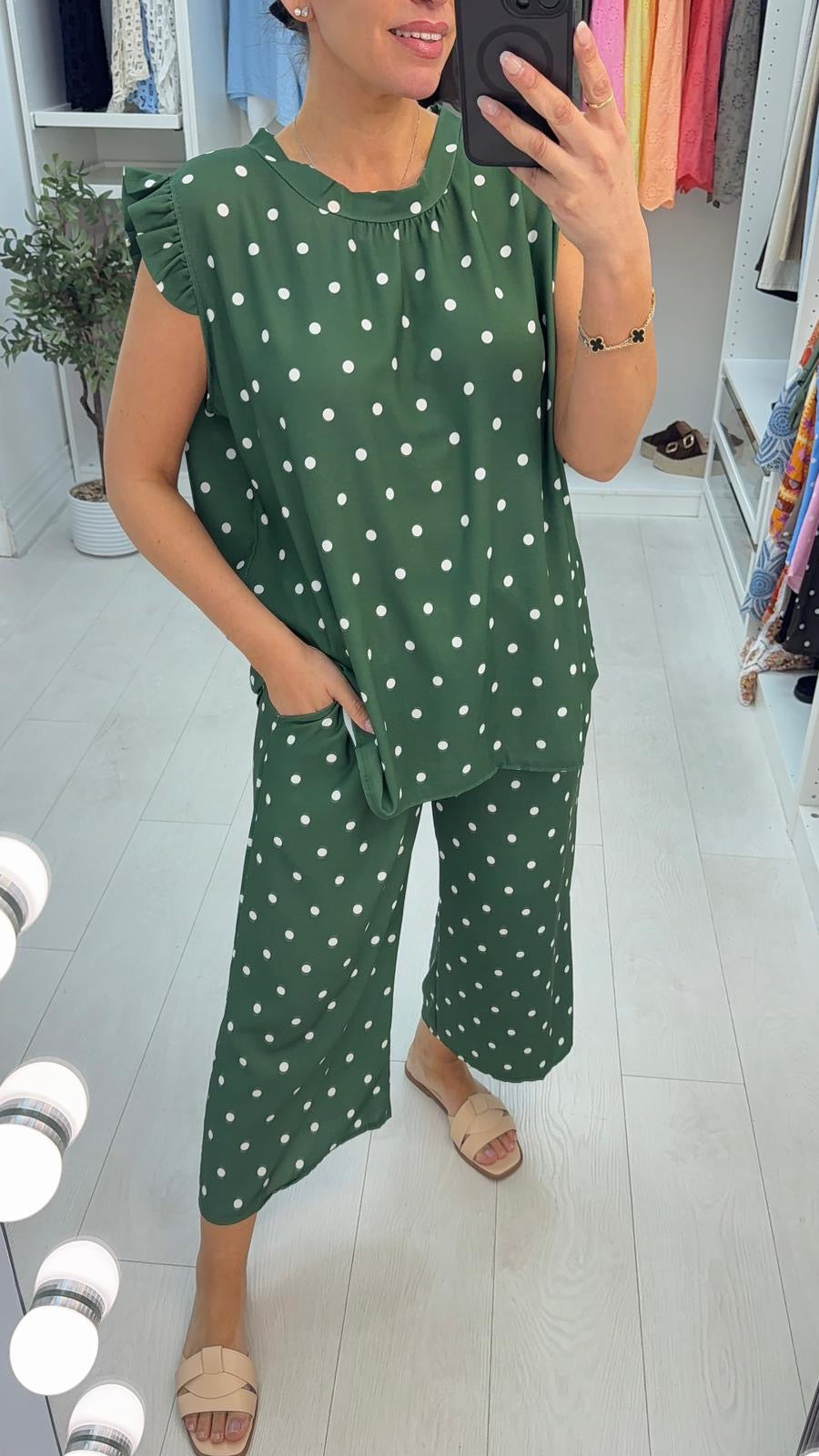 Taylor Polka Dot Frill Detail Culotte Co-Ord Set