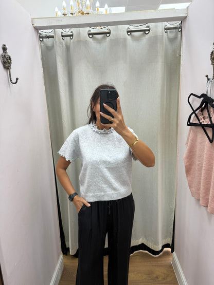 Leila Plain Ruffle Detail Short Sleeve Jumper