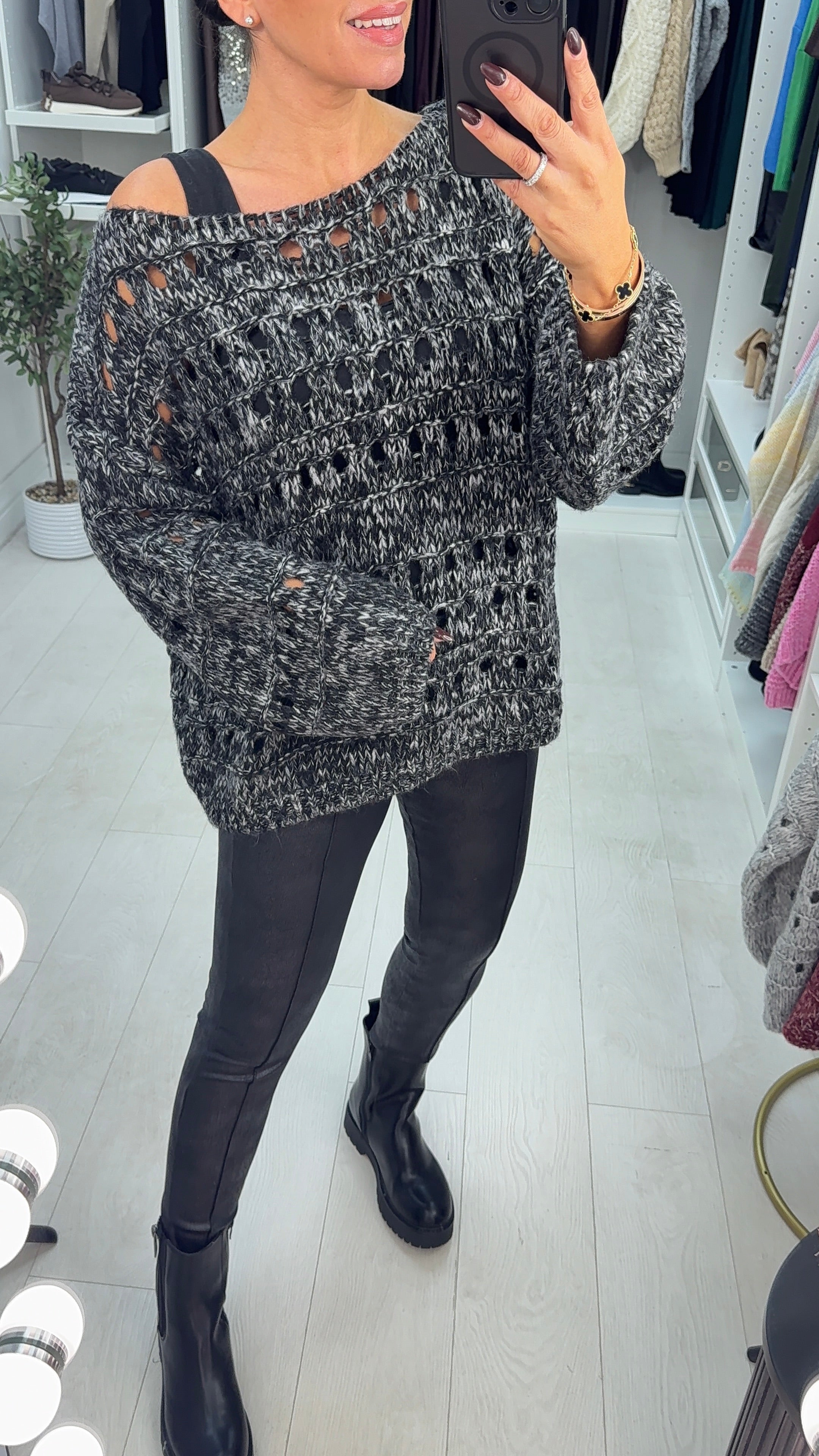 Cienna Chunky Eyelit Stitch Knit Jumper