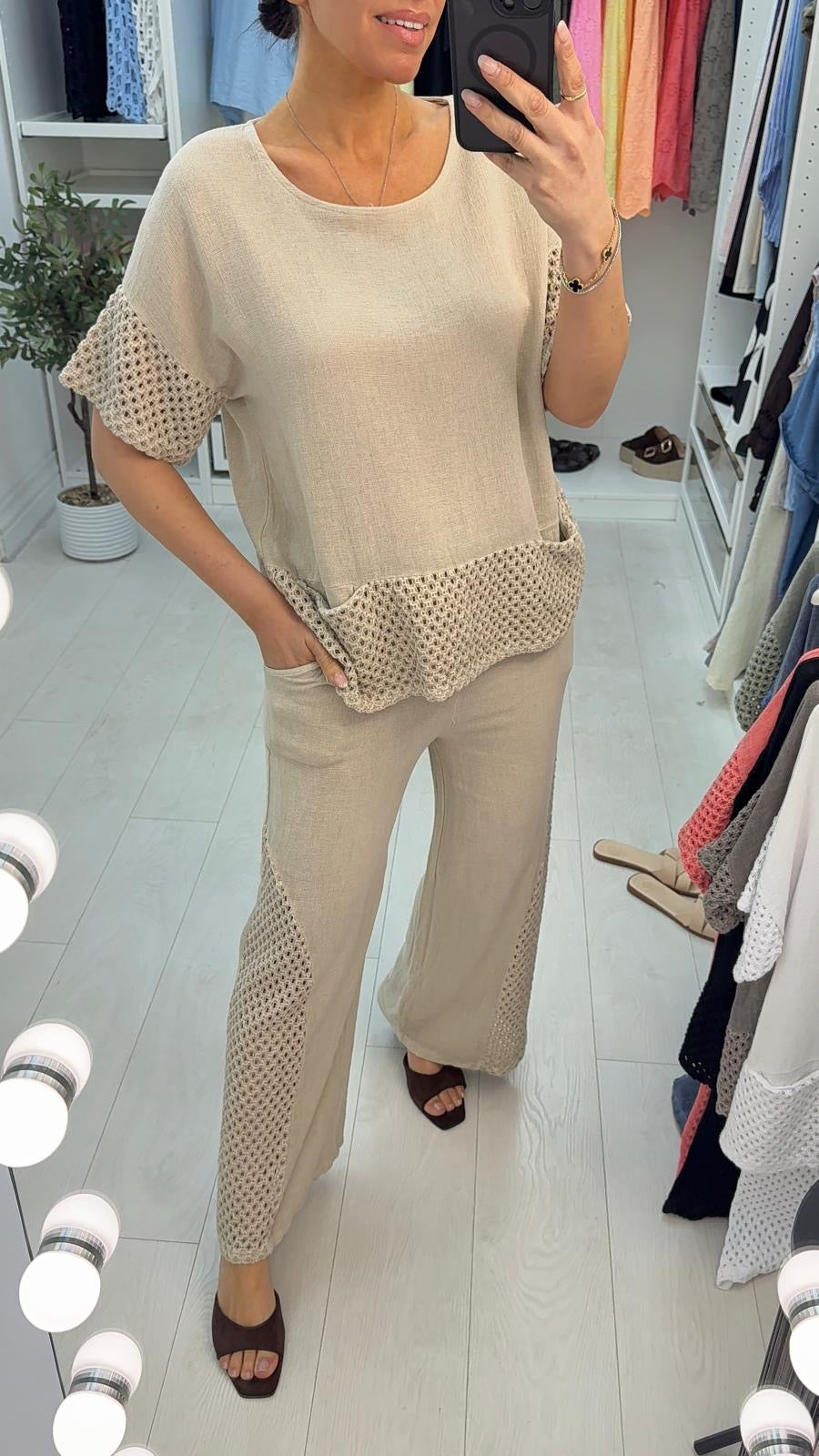 Jillia Crochet Hem Loose Fit Co-Ord Set