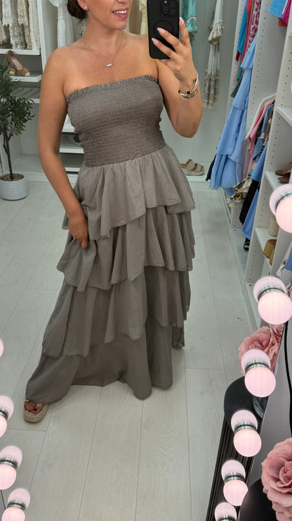 Dovina Strappy Maxi Ruffle Dress