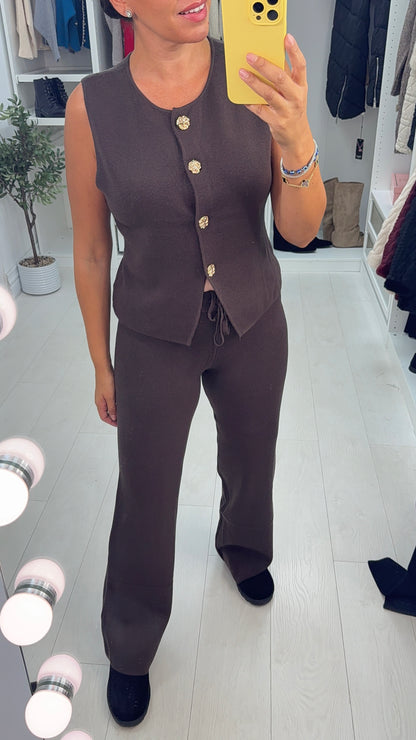 Oravella Plain Button Front Loungewear Set