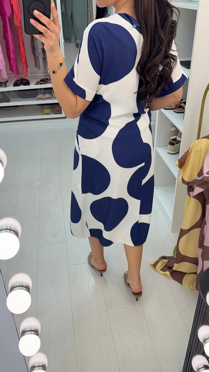 Ryana Polka Dot Tie Side Midi Dress