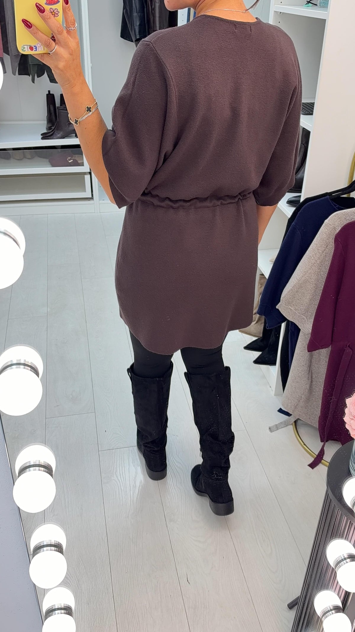 Abbie Plain Drawstring Waist Jumper Dress