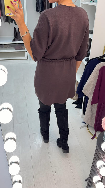 Abbie Plain Drawstring Waist Jumper Dress