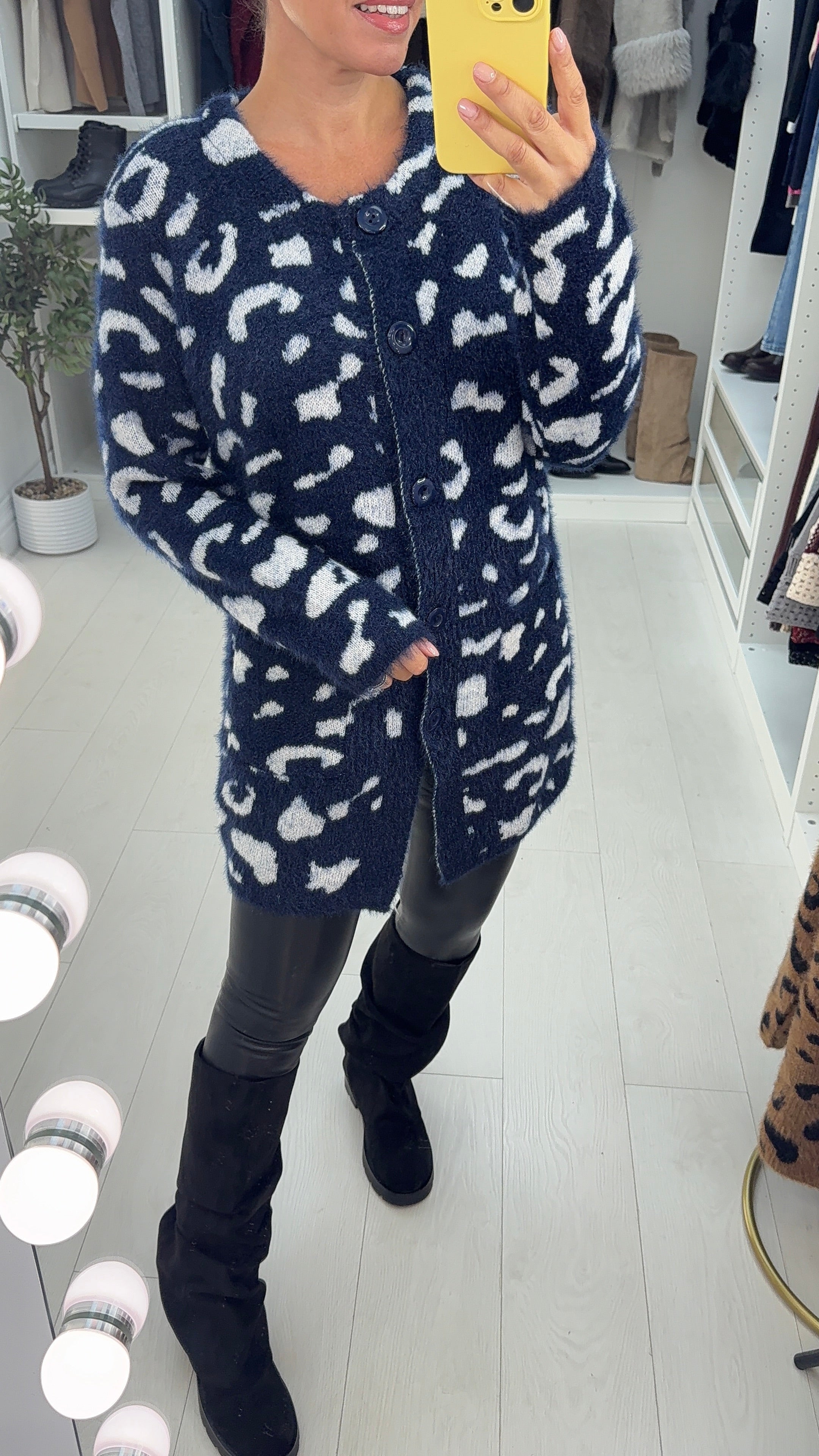 Calisto Leopard Fluffy Longline Cardigan