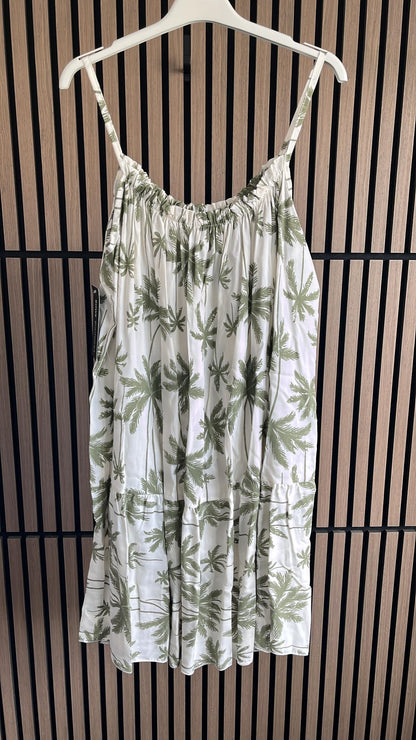 Carol Palm Tree Print Loose Fit Strappy Dress