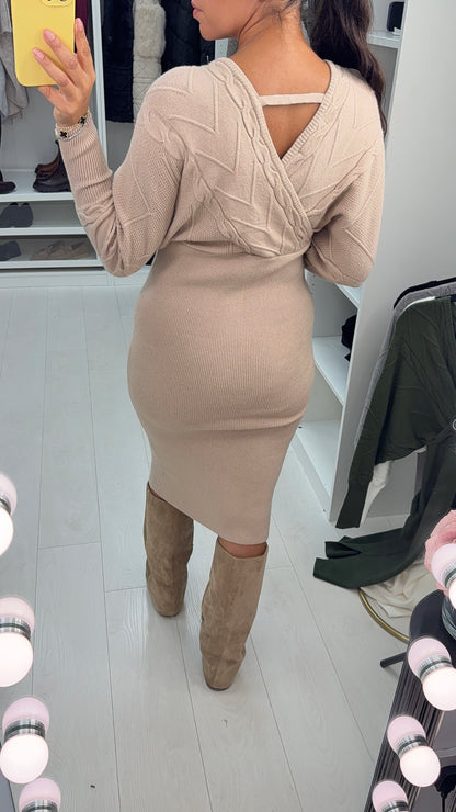 Lorelle Cable Knit Detailed V Neck Jumper Dress