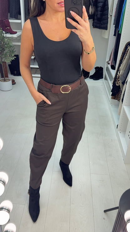 Porcha Plain Barrel Leg Trousers