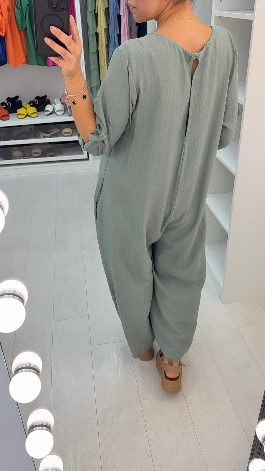 Amalia Plain Loose Fit Wide Leg Jumpsuit