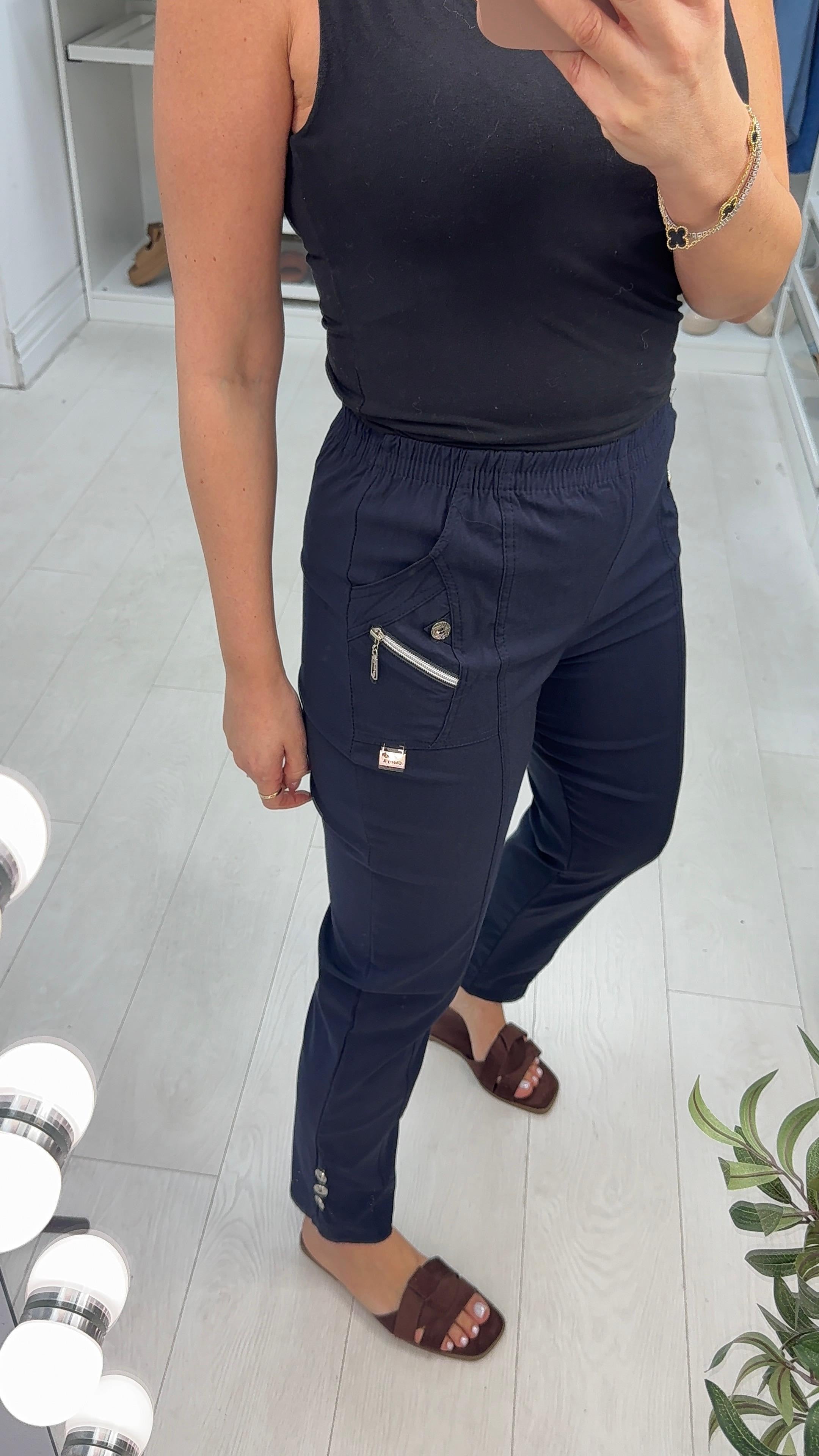 Nela Plain Button Detail Magic Trousers