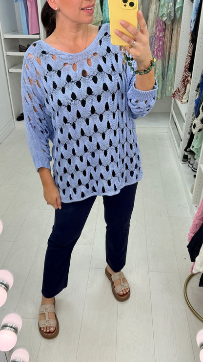 Zayna Wavy Crochet Top