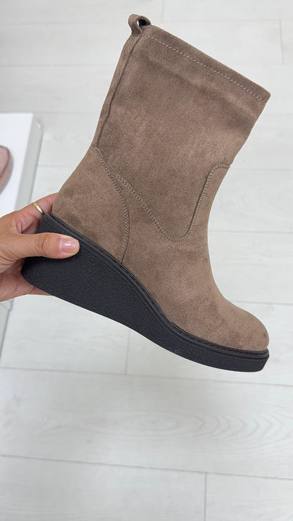 Iyla Faux Suede Platform Wedge Boots