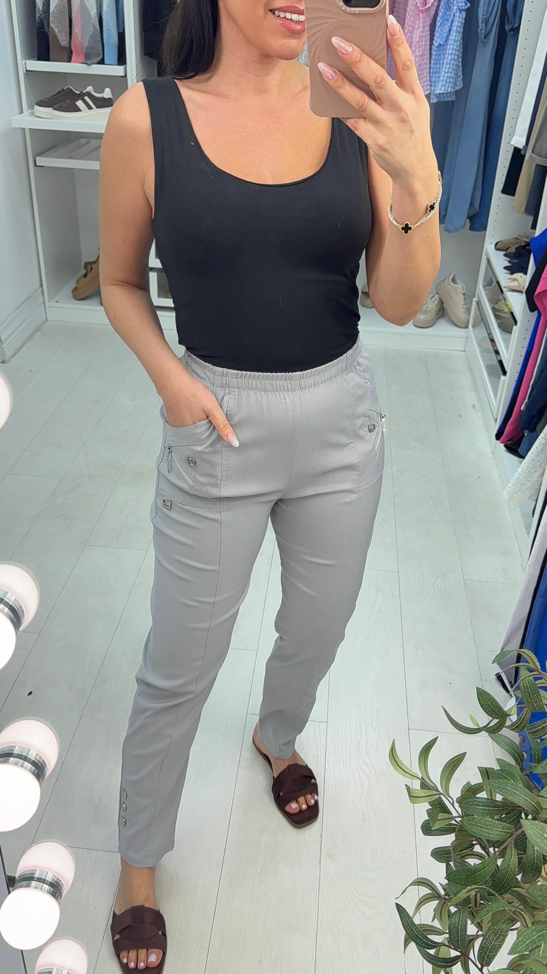 Nela Plain Button Detail Magic Trousers