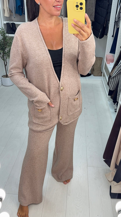 Henrietta Plain Tie Waist Cardigan Loungewear Set