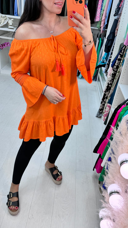 Gabrielle Crochet And Speckle Detail Bardot Top