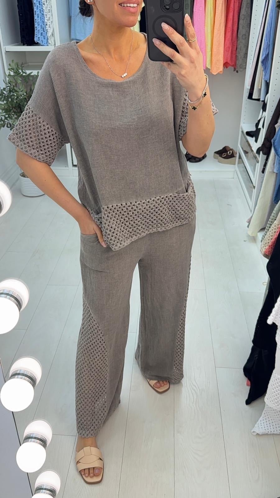 Jillia Crochet Hem Loose Fit Co-Ord Set