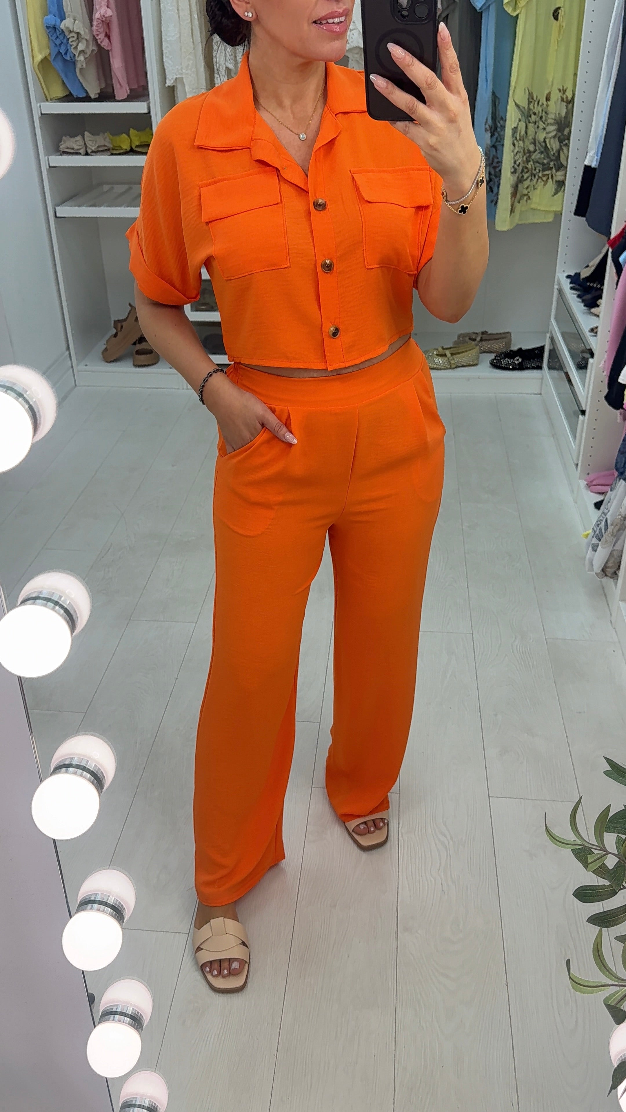 Shanice Plain Cropped Shirt Co-ord Set