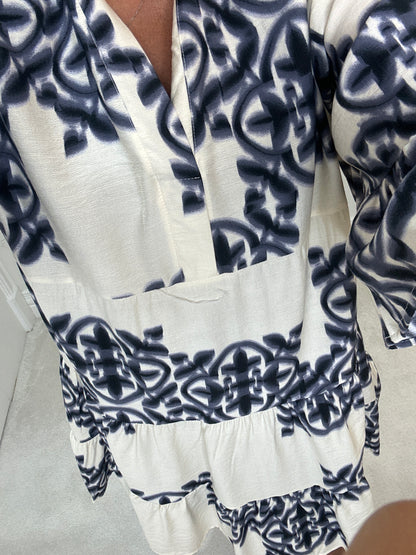 Meira V-Neck Smock Dress