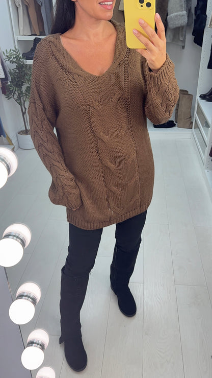 Luciana Plain Chunky Cable Knit Jumper