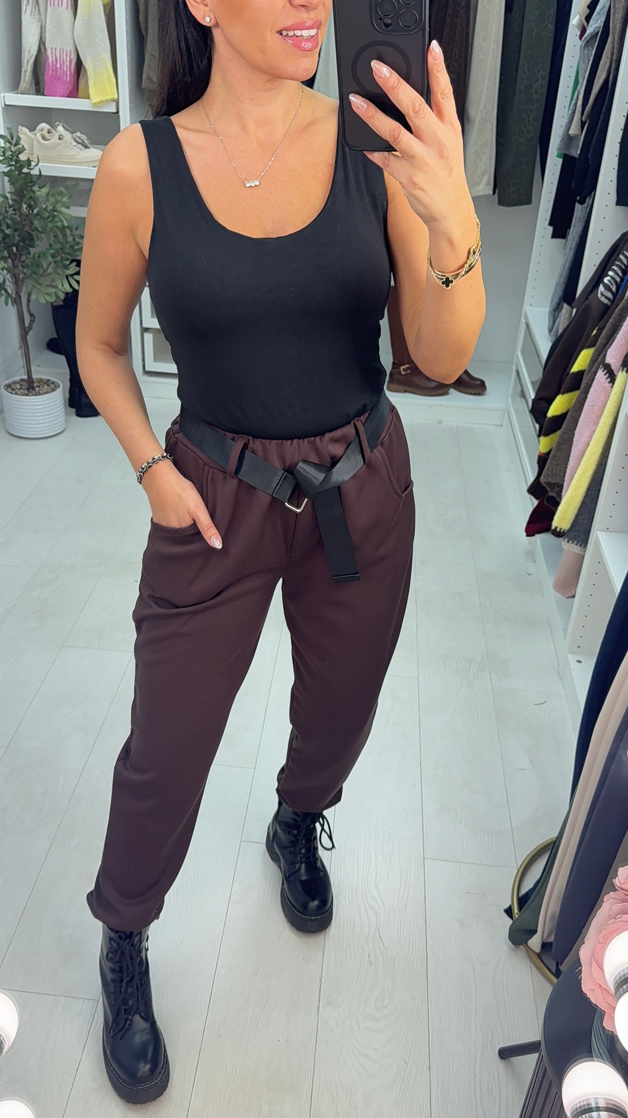 Tracy Elasticated Waist Belted Trousers