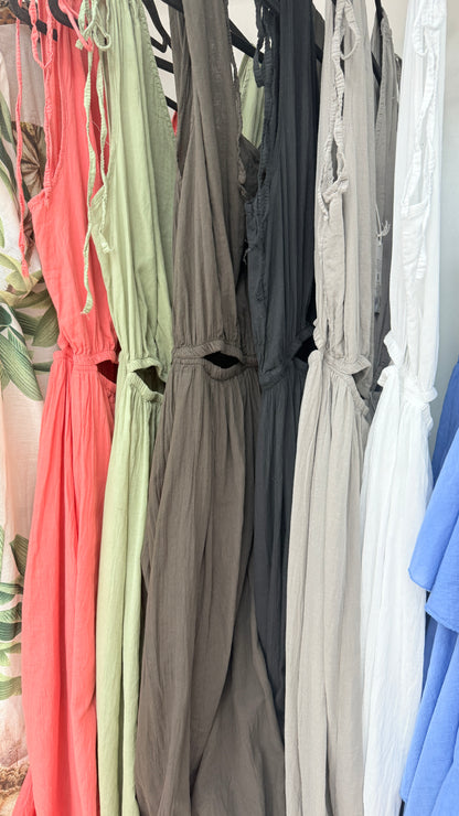 Floriane Plain Cut Out Detail Maxi Dress