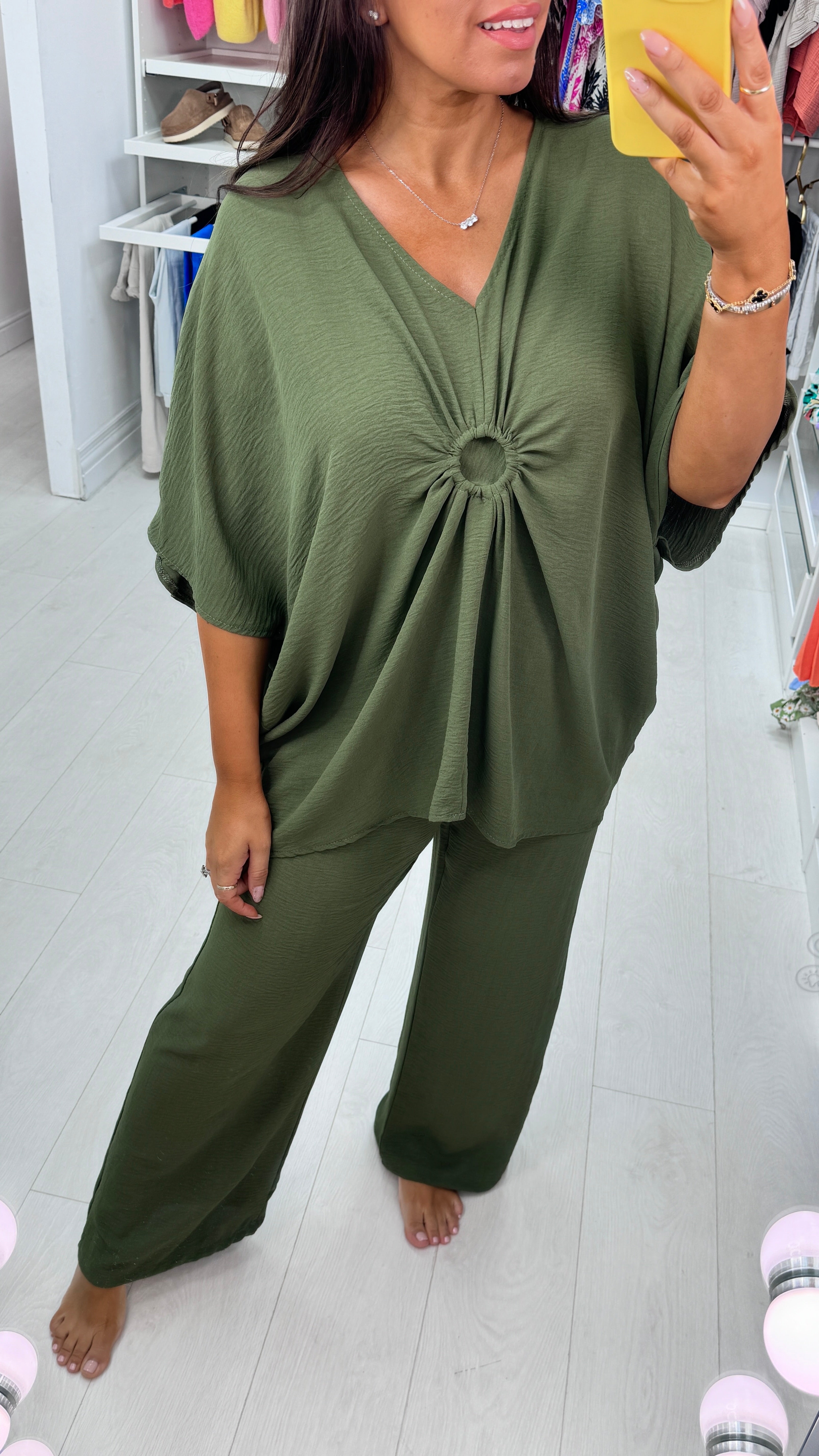 Azalea Circle Ruched Plain Co-ord Set