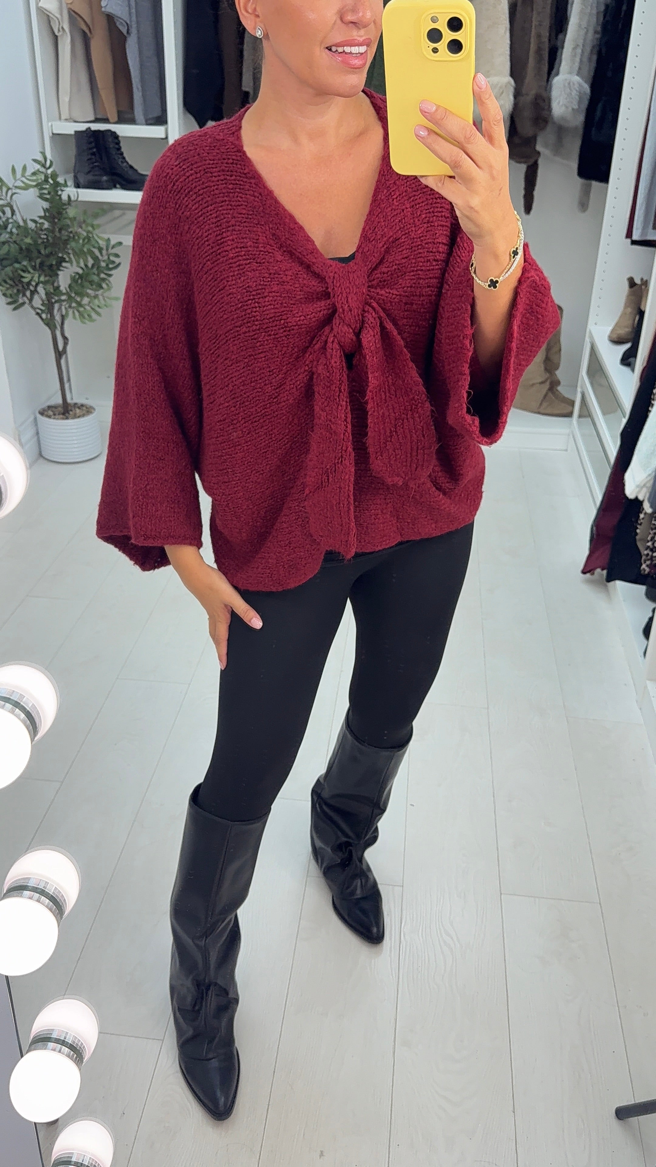 Loraine Tie Front Detail Loose Fit Knit Jumper