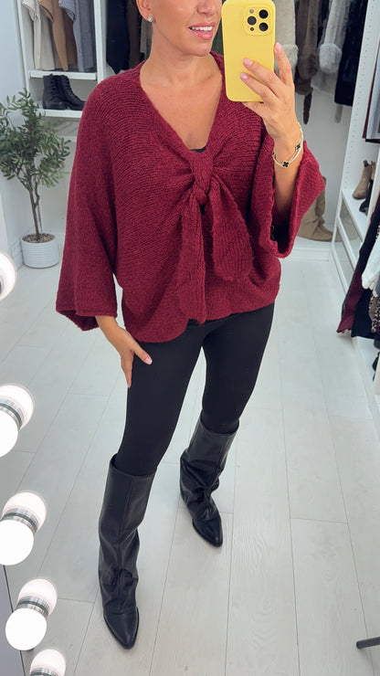 Loraine Tie Front Detail Loose Fit Knit Jumper