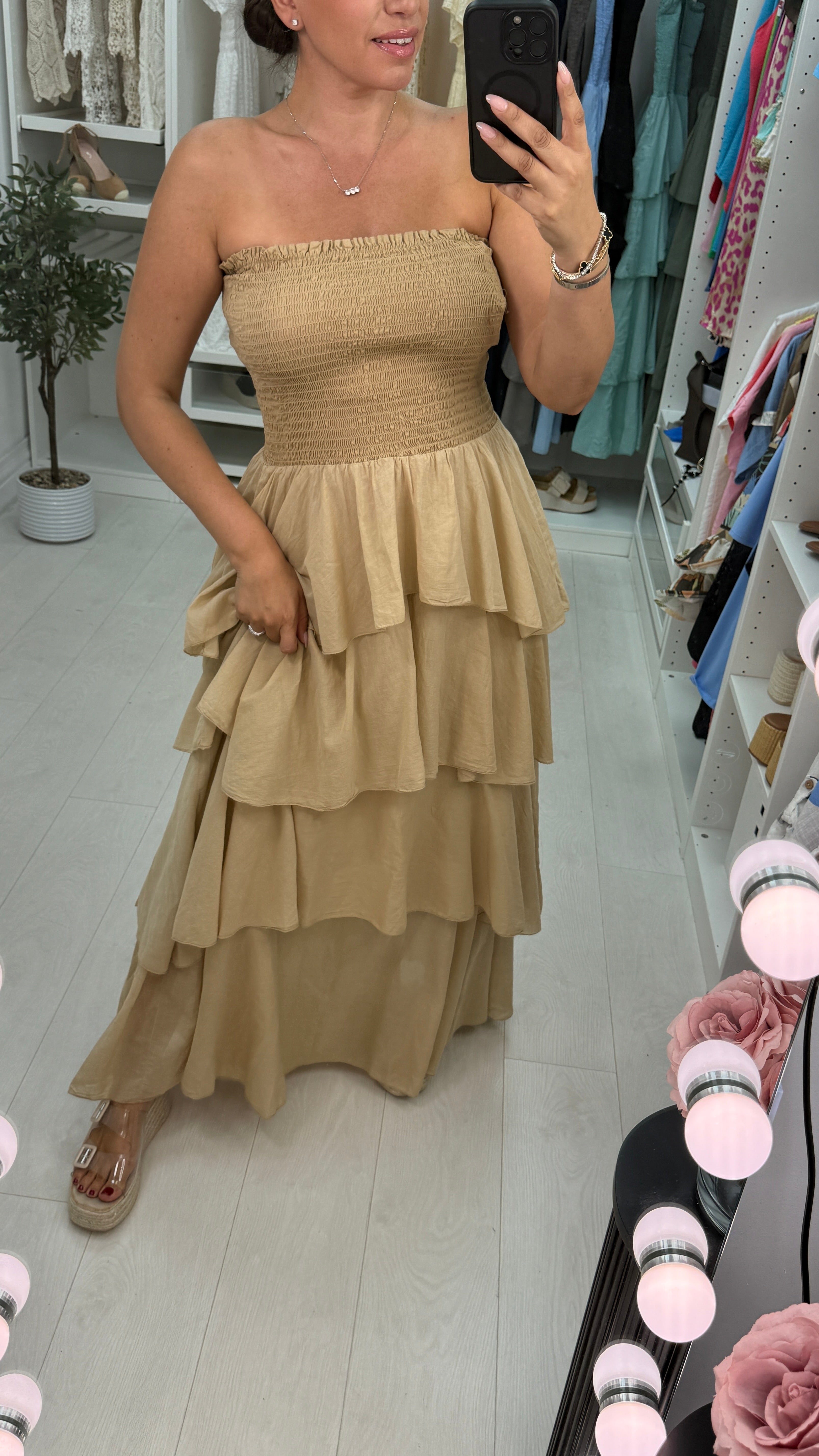 Dovina Strappy Maxi Ruffle Dress