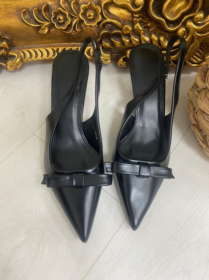 Maria Faux Leather Bow Detail Slingback Heels