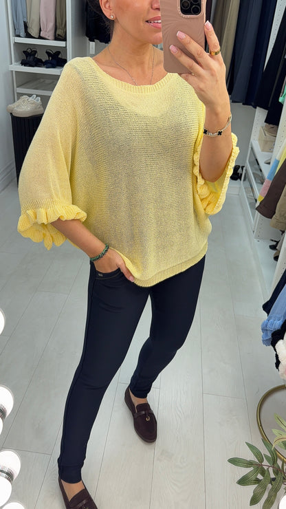 Synthia Frill Sleeve Thin Knit Jumper