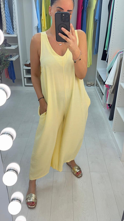 Chantel Plain Crepe Sleeveless Wide Leg Jumpsuit