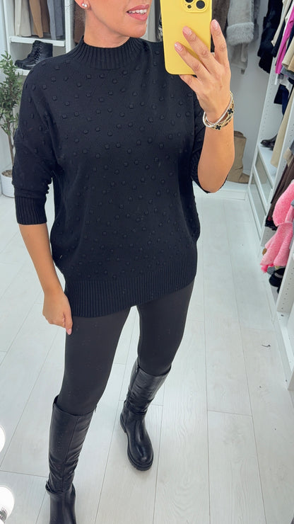 Latia Bobble Detail High Neck Knitted Jumper