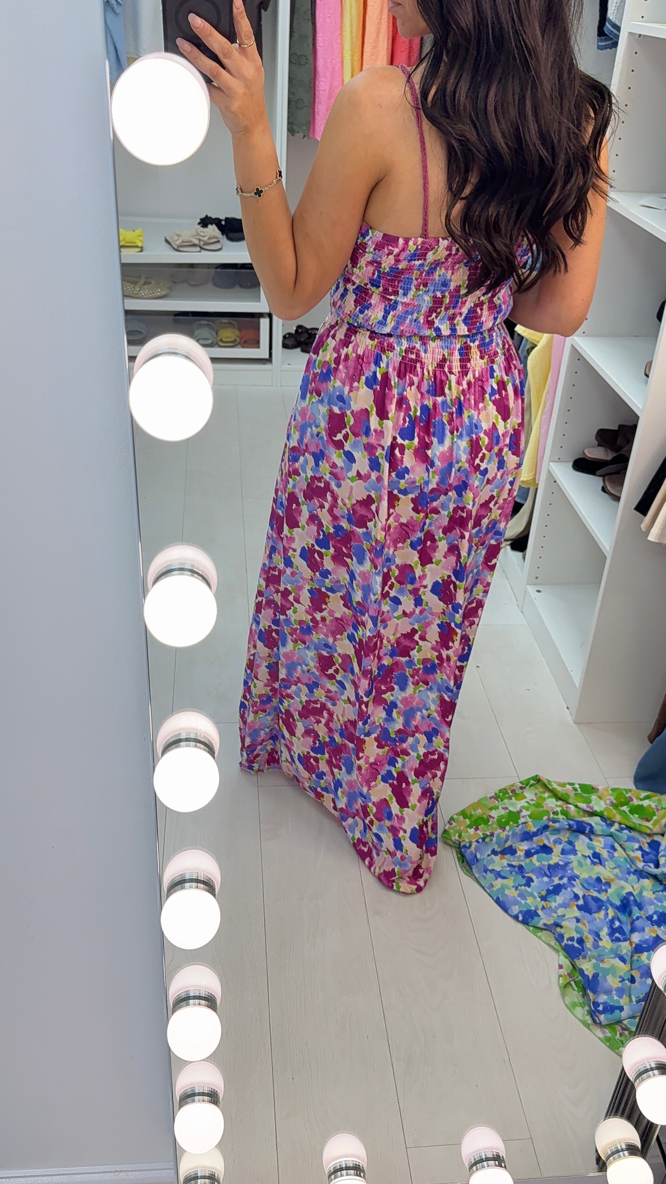 Falisha Watercolour Print Crochet Bust Maxi Dress