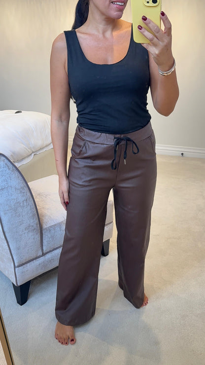 Sailor Faux Leather Wide Leg Trousers