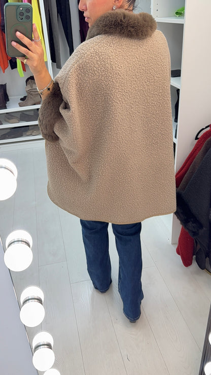 Skyler Faux Fur Trim Wrap