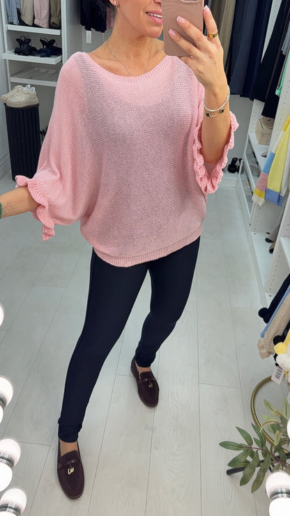 Synthia Frill Sleeve Thin Knit Jumper