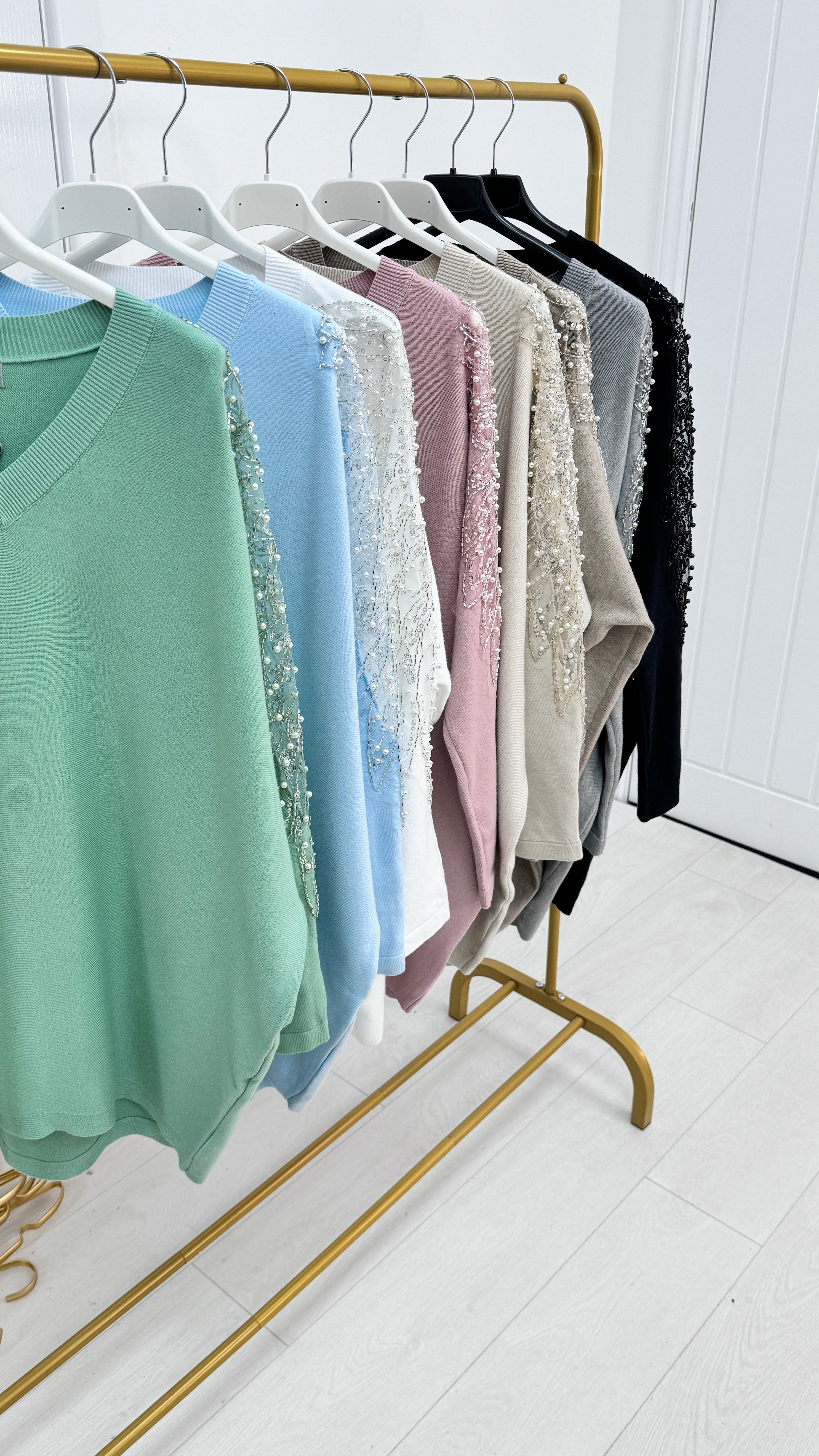 Shannon Sheer Pearl Panel Jumper