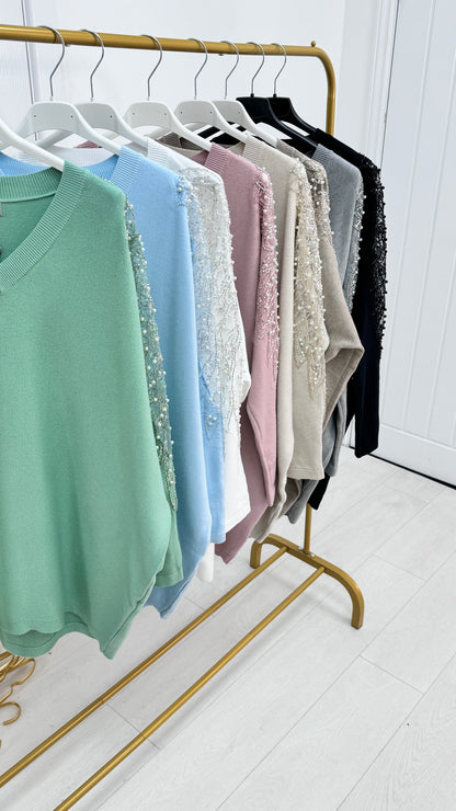 Shannon Sheer Pearl Panel Jumper