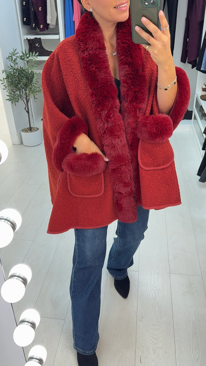 Skyler Faux Fur Trim Wrap
