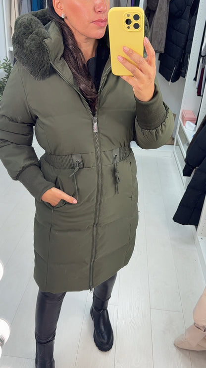 Sandie Faux Fur Hooded Longline Coat