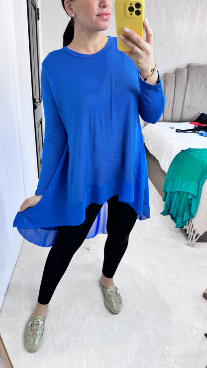 Briar Plain Chiffon Back Detailed Dipped Hem Top