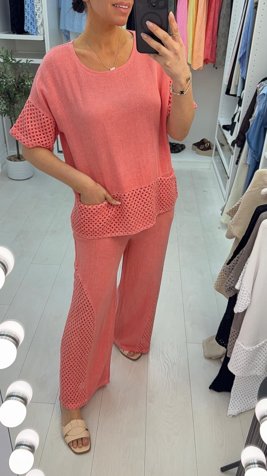 Jillia Crochet Hem Loose Fit Co-Ord Set