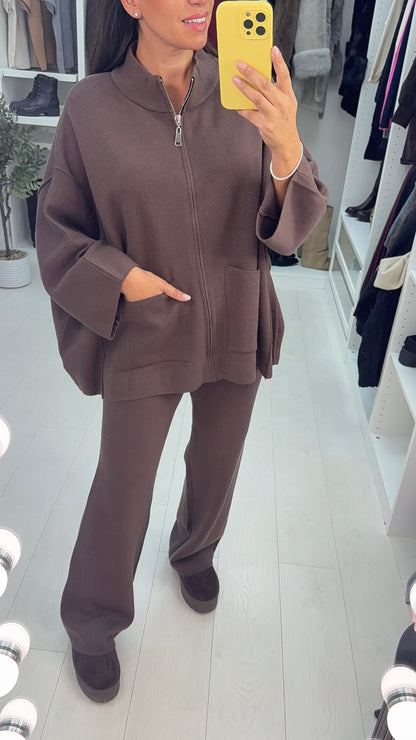 Tinslee Plain Loose Fit Knitted Co-Ord Set